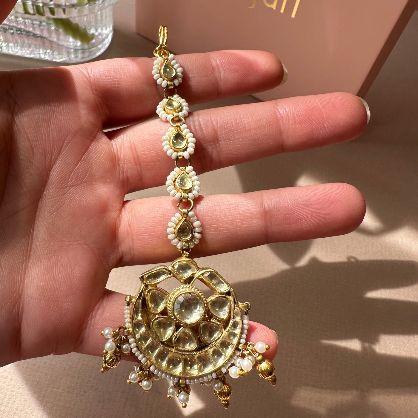 Hameeda Gold Beads Tikka
