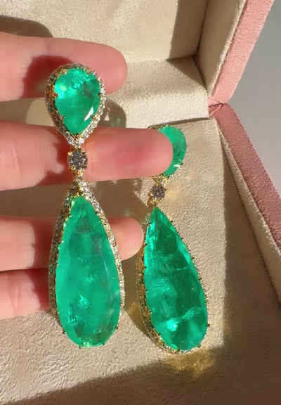  Aqua Green Stone Dangle Earrings