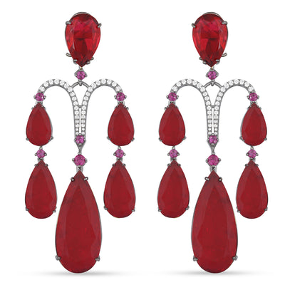 Red and Pink Stoned CZ Earrings