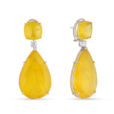 Yellow Stone CZ Dangle Earrings