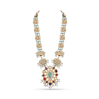 Navaratna Stoneed Kundan Long necklace