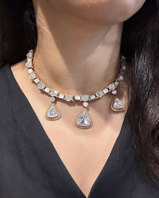 Samaira - Polki and White Stone Necklace Set