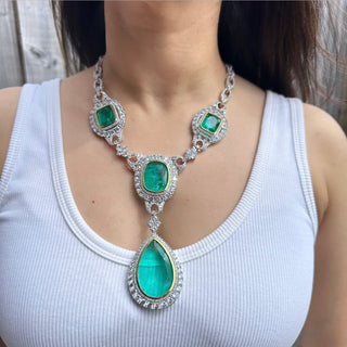 Ilm - Green Doublet Statement Necklace Set