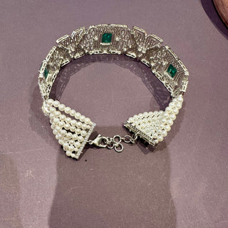 Annam - Cubic Zirconia Green Centred Choker Set