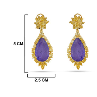 Liza - Blue Doublet Yellow CZ Earrings