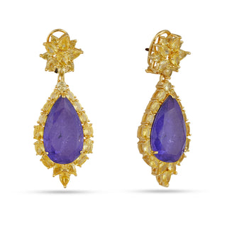 Liza - Blue Doublet Yellow CZ Earrings