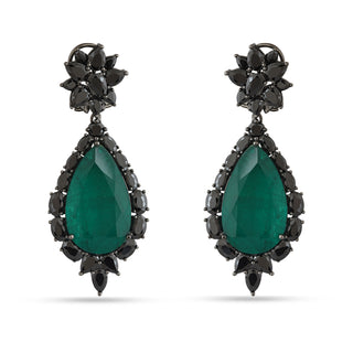 Mevish - Green stone dangler earrings