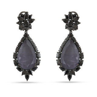 Mevish - Black stone dangler earrings