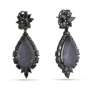 Mevish - Black stone dangler earrings