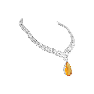 Ziba - Yellow Drop Stone Cubic Zirconia Necklace Set