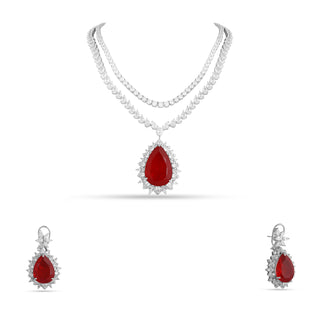 Laiba - Red Stone Necklace Set