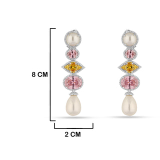 Celestia - Pink and Yellow CZ Dangler Earrings