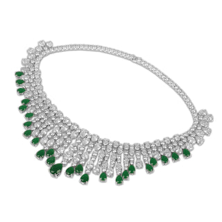 Emerald Green Stone CZ Necklace Set