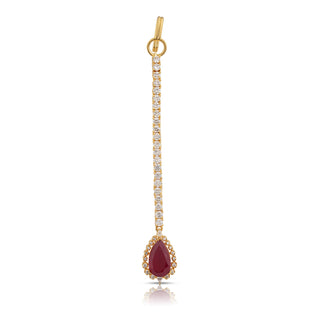 Ghadah - Cubic Zirconia Ruby Red Maang Tikka