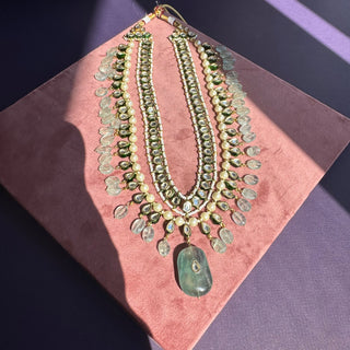 Annalise - Kundan Studded Fluorite Stone Long Necklace