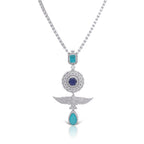 Paraiba Blue & Sapphire in White Plating