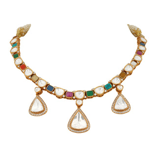 Samaira - Polki and Multi-Colour Stone Necklace Set