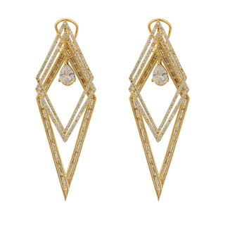 Zahra - Gold CZ Dangler Earrings