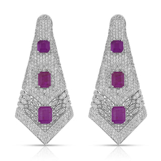 Alizeh - Purple Doublet Stone Dangler Earrings