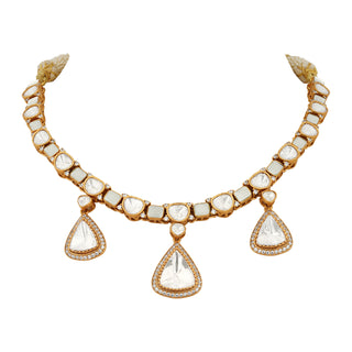 Samaira - Polki and White Stone Necklace Set