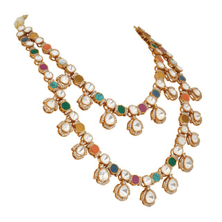 Aarva - Navratna Polki Necklace Set