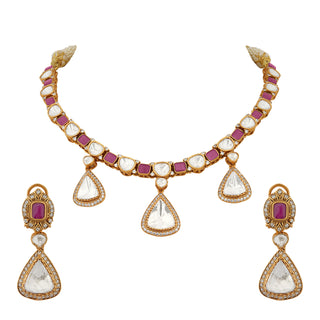 Samaira - Polki and Red Stone Necklace Set