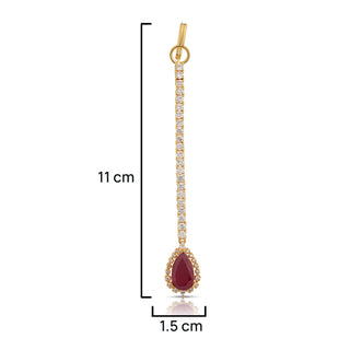Ghadah - Cubic Zirconia Ruby Red Maang Tikka