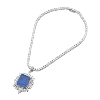 Kendra - Blue Stone Centred CZ Necklace Set