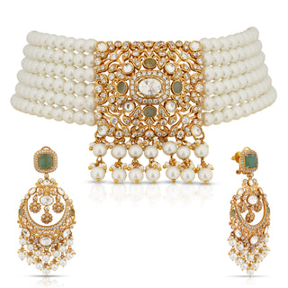 Preet - Pearl & Green Choker set