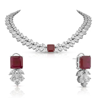 Daniya - Emerald Ruby stone & Cubic Zirconia necklace Set