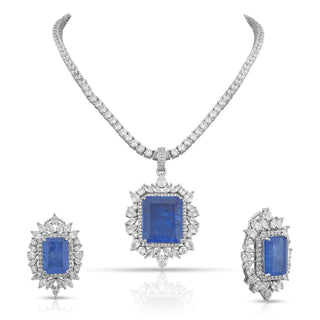 Kendra - Ruby Stone Centred CZ Necklace Set