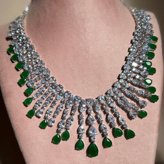 Ocean - Emerald Green Stone CZ Necklace Set