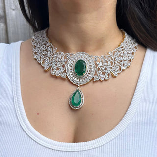 Hayrah - Green stone necklace set