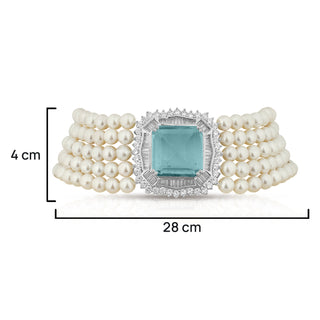 Serena - Aqua Blue Stone Pearl Choker