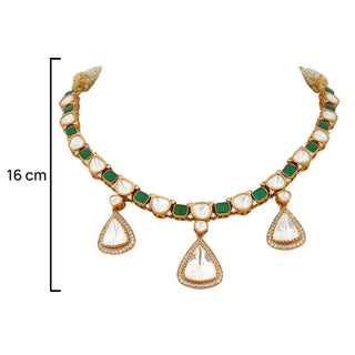 Samaira - Polki and Green Stone Necklace Set