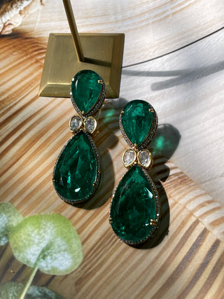 Afrah - Green Doublet Dangler Earrings