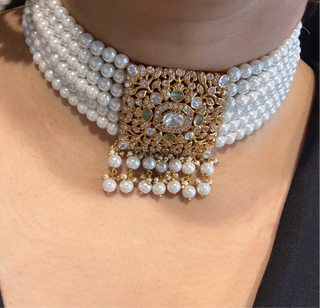 Preet - Pearl & Green Choker set