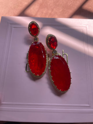 Badra - Red Doublet stone Earrings