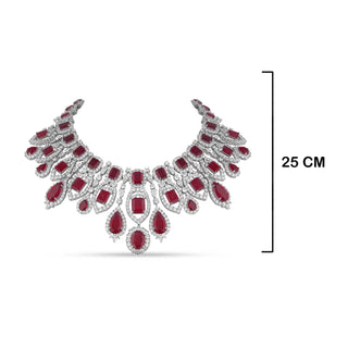 Afra - Cubic Zirconia Ruby Red Necklace Set