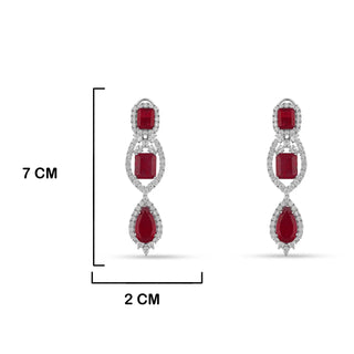 Afra - Cubic Zirconia Ruby Red Necklace Set