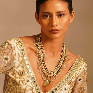 Annalise - Kundan Studded Fluorite Stone Long Necklace