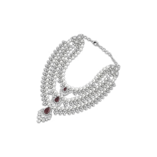 Amira - Ruby Red Multi-Layer Necklace Set