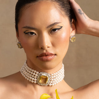 Serena - Yellow Stone Pearl Choker Set