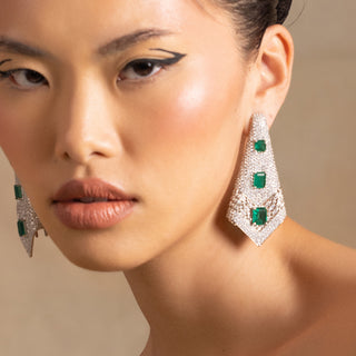 Alizeh - Green Doublet stone Dangler Earrings