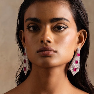 Alizeh - Pink stone Dangler Earrings