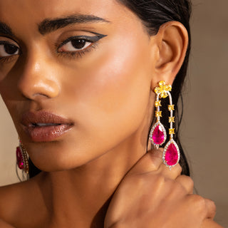 Aaliyah - Yellow & Pink Dangler Earring