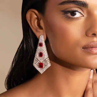 Alizeh - Red Doublet stone Dangler Earrings