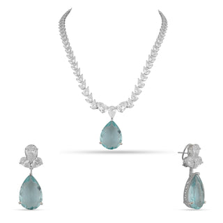 Aquablue stone necklace set