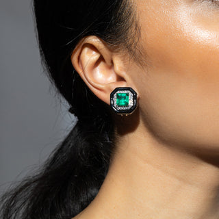 Black Green Doublet Earrings