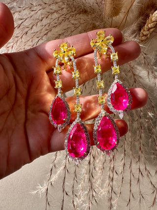 Aaliyah - Yellow & Pink Dangler Earring